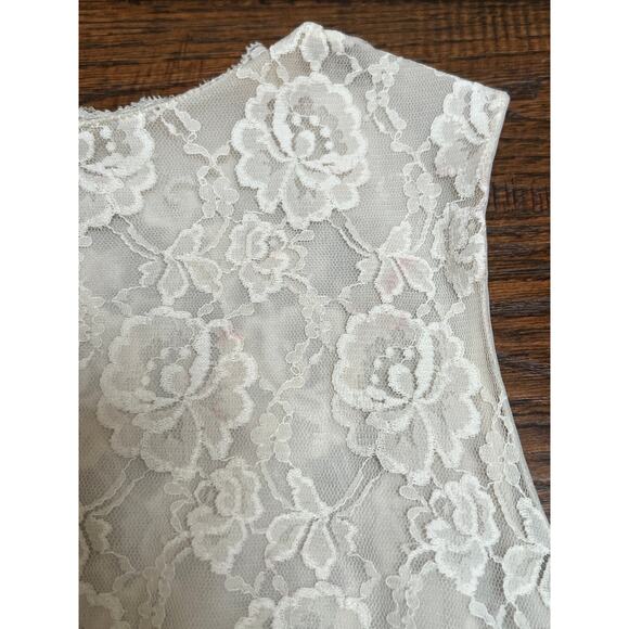 Vintage Clothing - Sheer Lace Tank Top - White English Roses - Medium - Picture 8 of 9